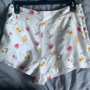 white floral print shorts